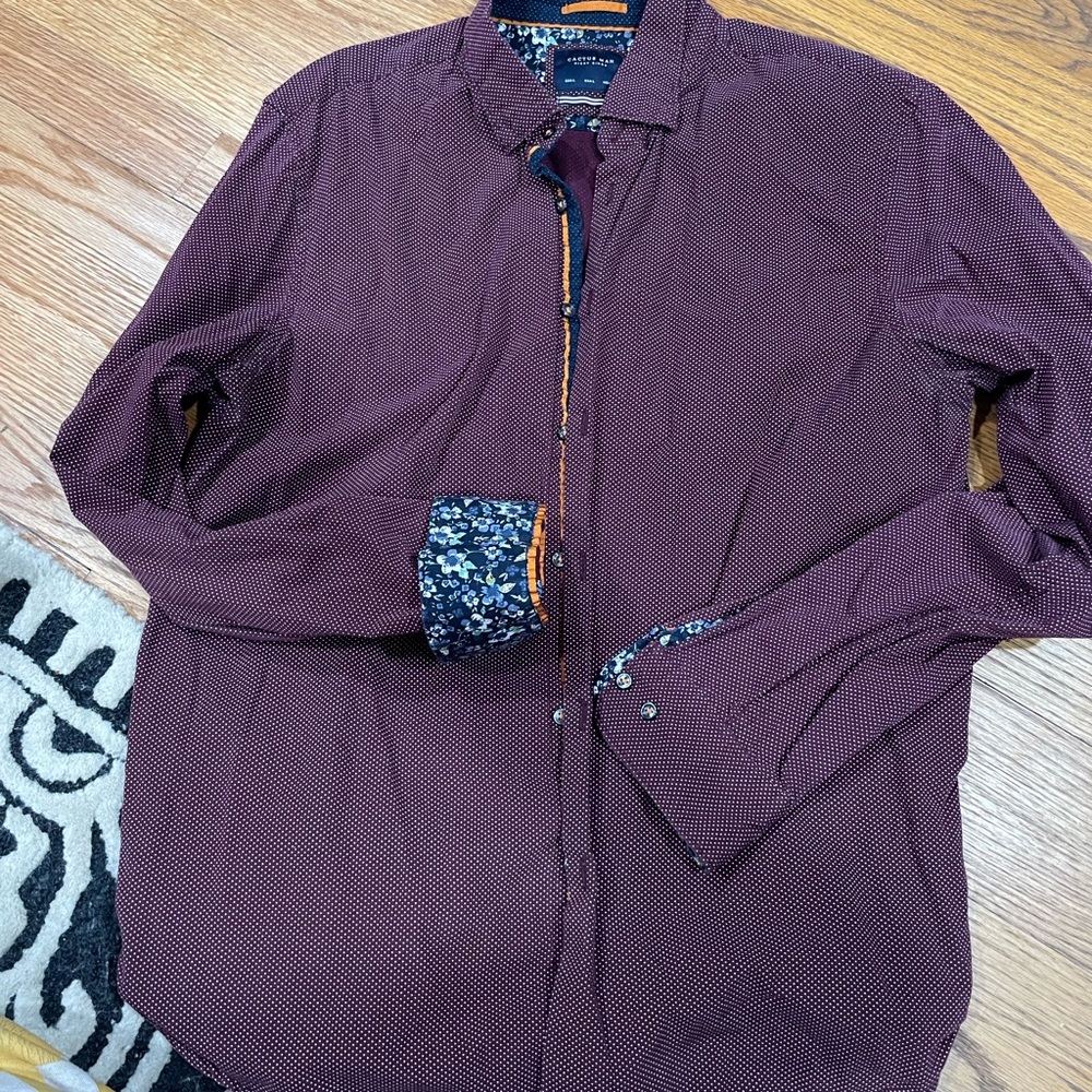 Cactus Man Burgundy Polka Dot Shirt